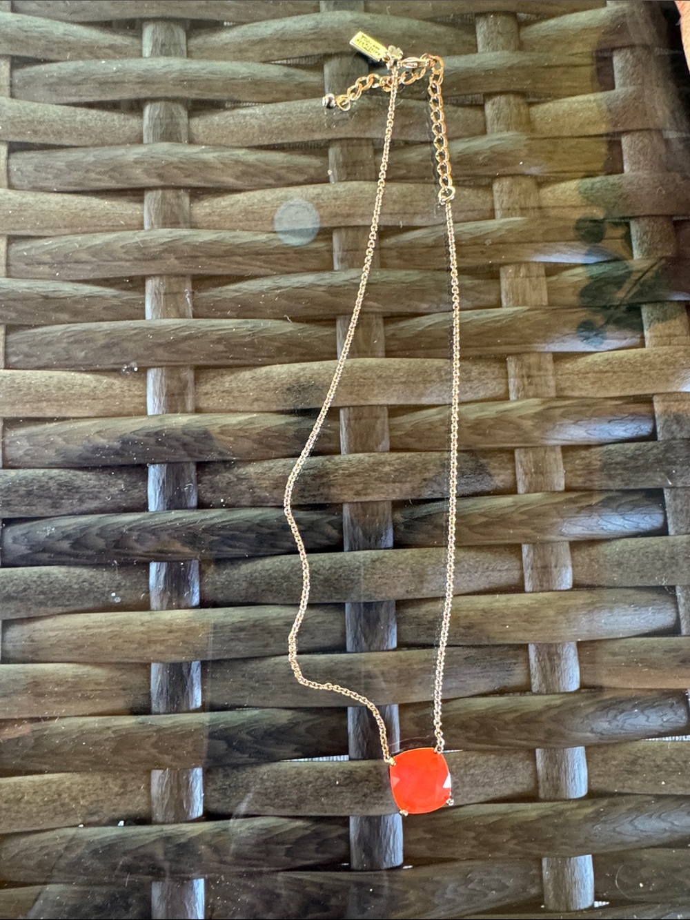 Kate Spade Gold Chain Necklace with Orange Pendant